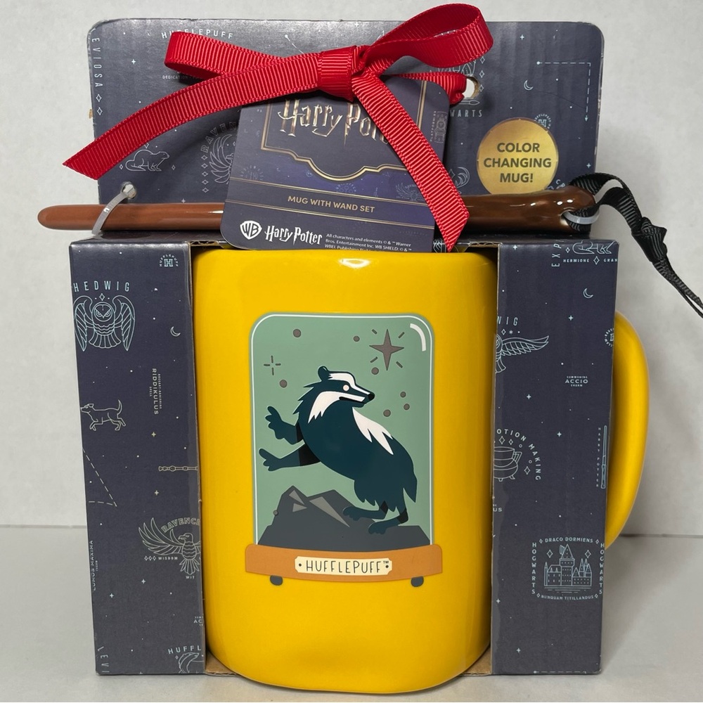 Rae Dunn Yellow Hogwarts Mug with Wand Stir